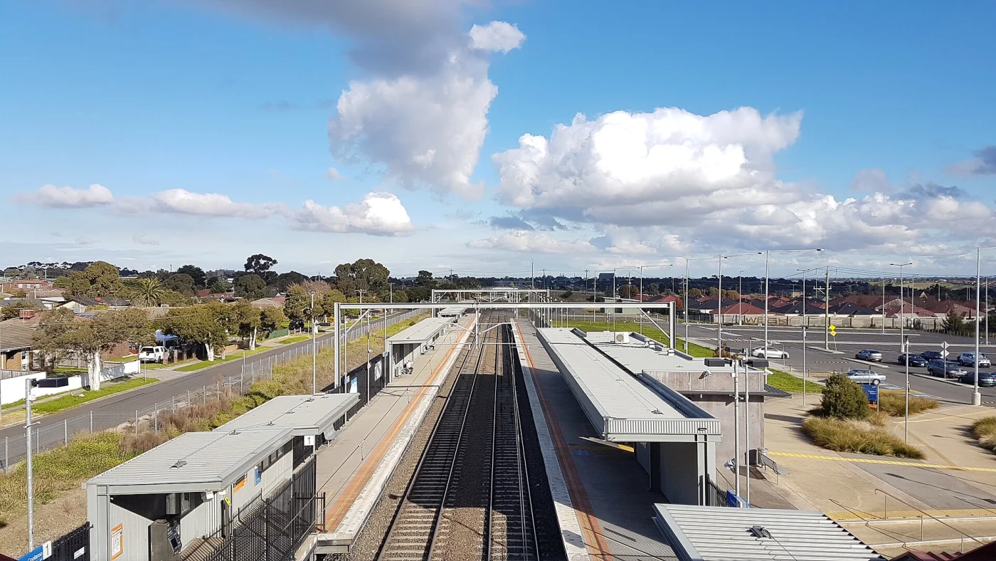 Coolaroo railway station viewed from the pedestrian bridge